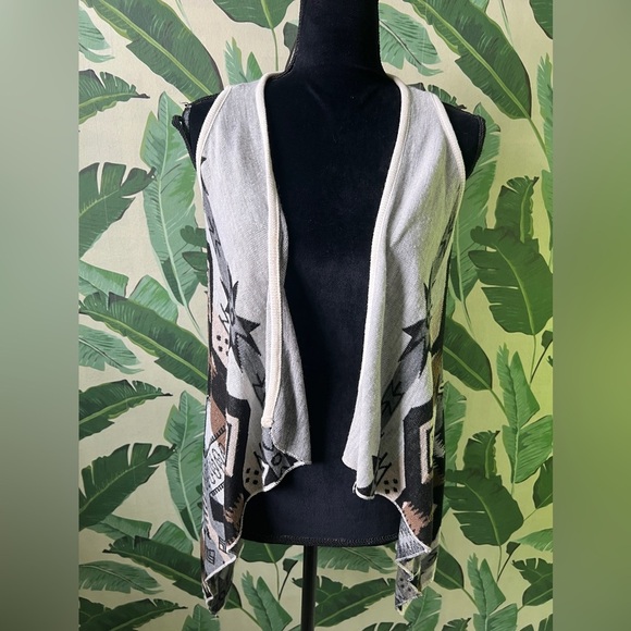 Rue21 Y2K Retro Sweater Vest Open Front Waterfall Southwestern Print Size S - Picture 1 of 6